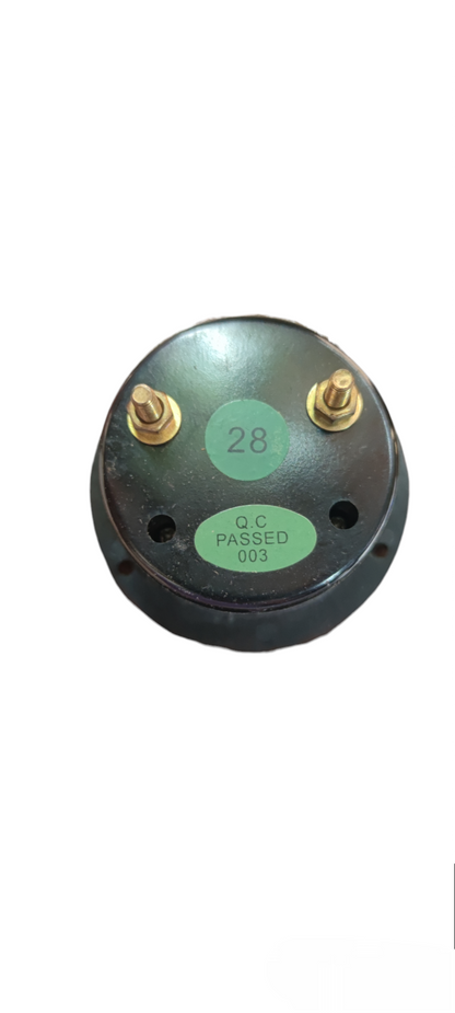 Denko Panel Meter 300V AC 52mm electrical trade tool black round back view with two brass terminals