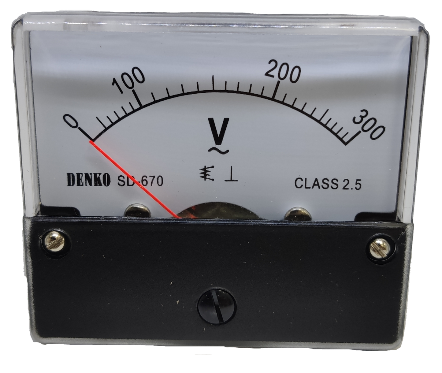 Denko Panel Meter 300V AC 60 x 70mm analog voltmeter with black casing and red needle
