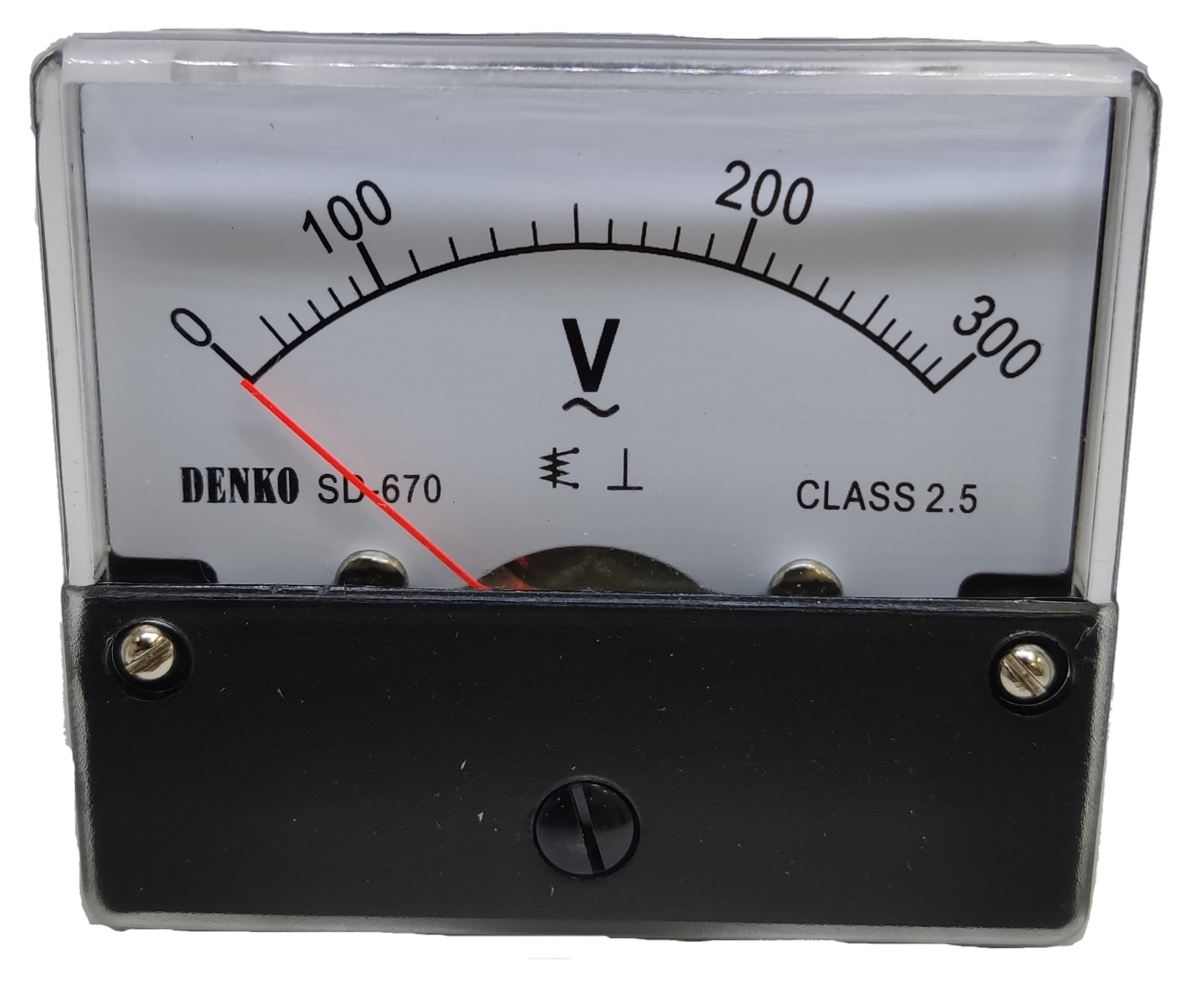 Denko Panel Meter 300V AC 60 x 70mm analog voltmeter with black casing and red needle