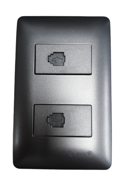 Omni designer 2 gang telephone outlet in sleek black finish for stylish connectivity