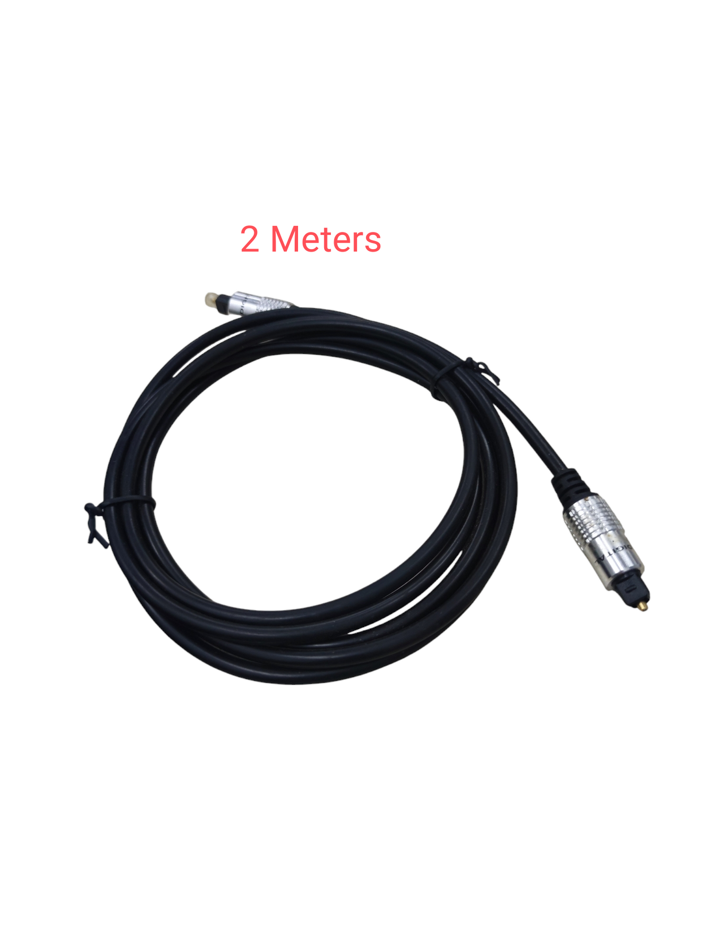 2 meter long Digital Fiber Optic Cable Audio with black insulation and silver connectors