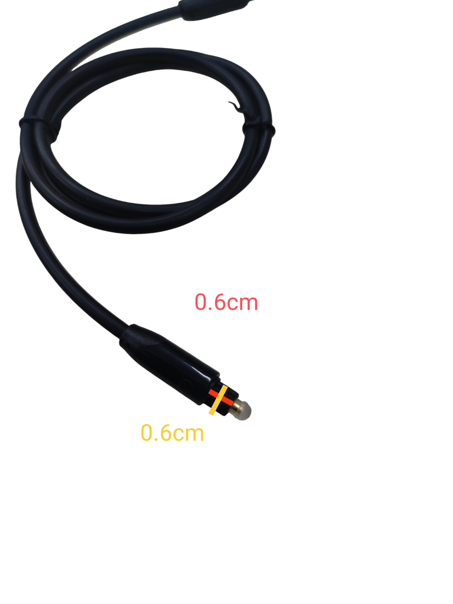Black digital fiber optic cable audio with 0.6cm connector diameter for high-quality sound transmission