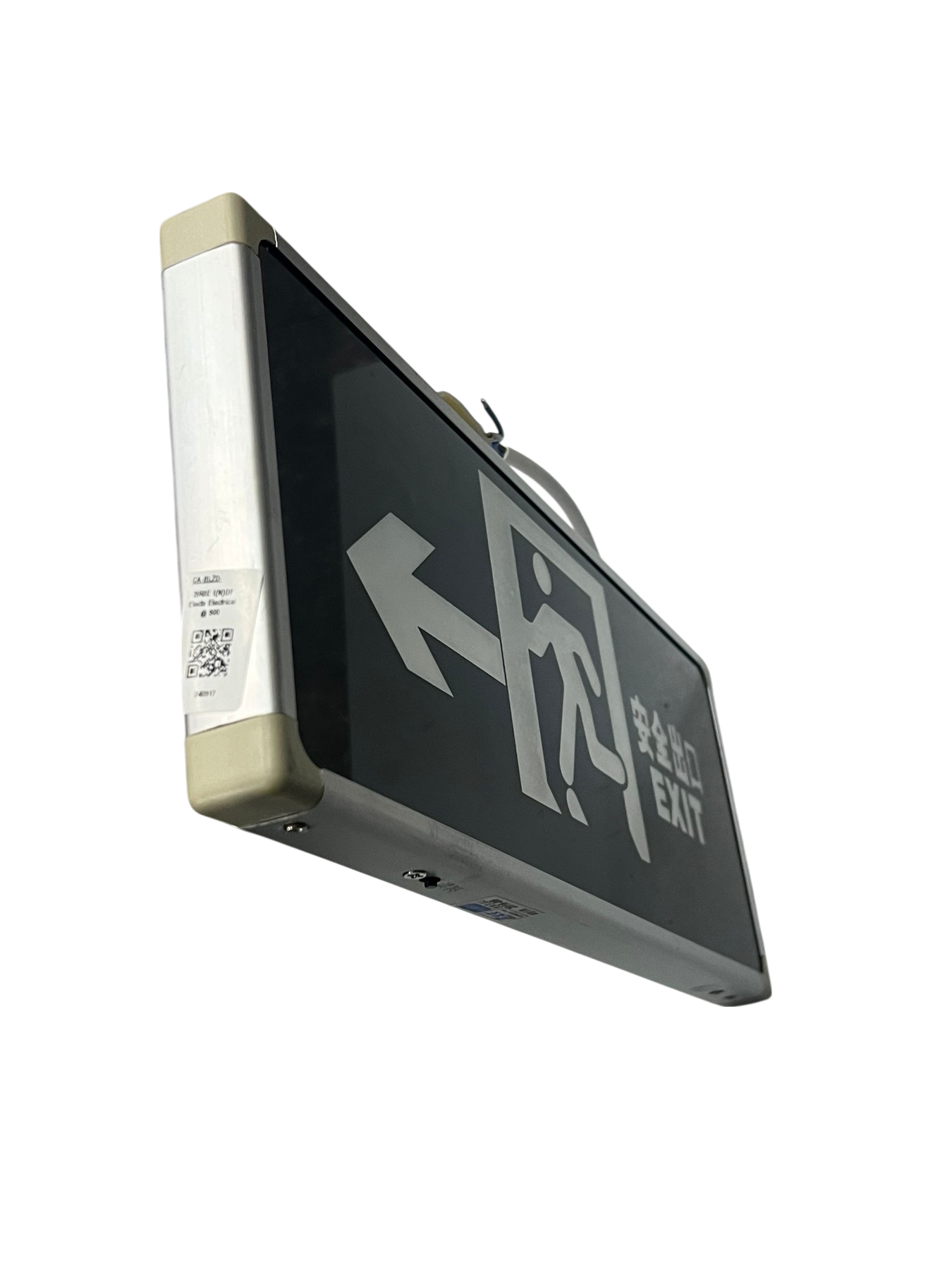 Double face LED exit light 220V with clear directional signage for emergency exit guidance