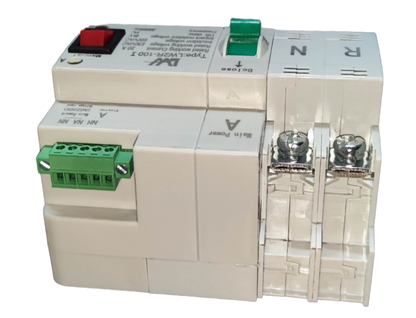 Grippes 100A automatic transfer switch white electrical circuitry component with green and red buttons