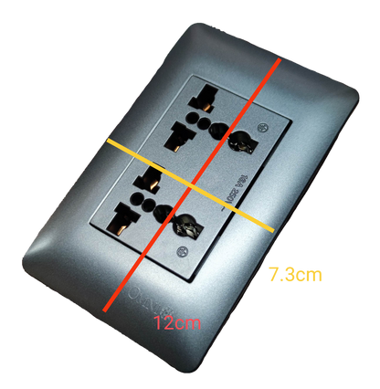 Omni Duplex Universal Outlet with Ground and Plate Designer Series Graphite 16A 250V DWU-402/DWP-113G
