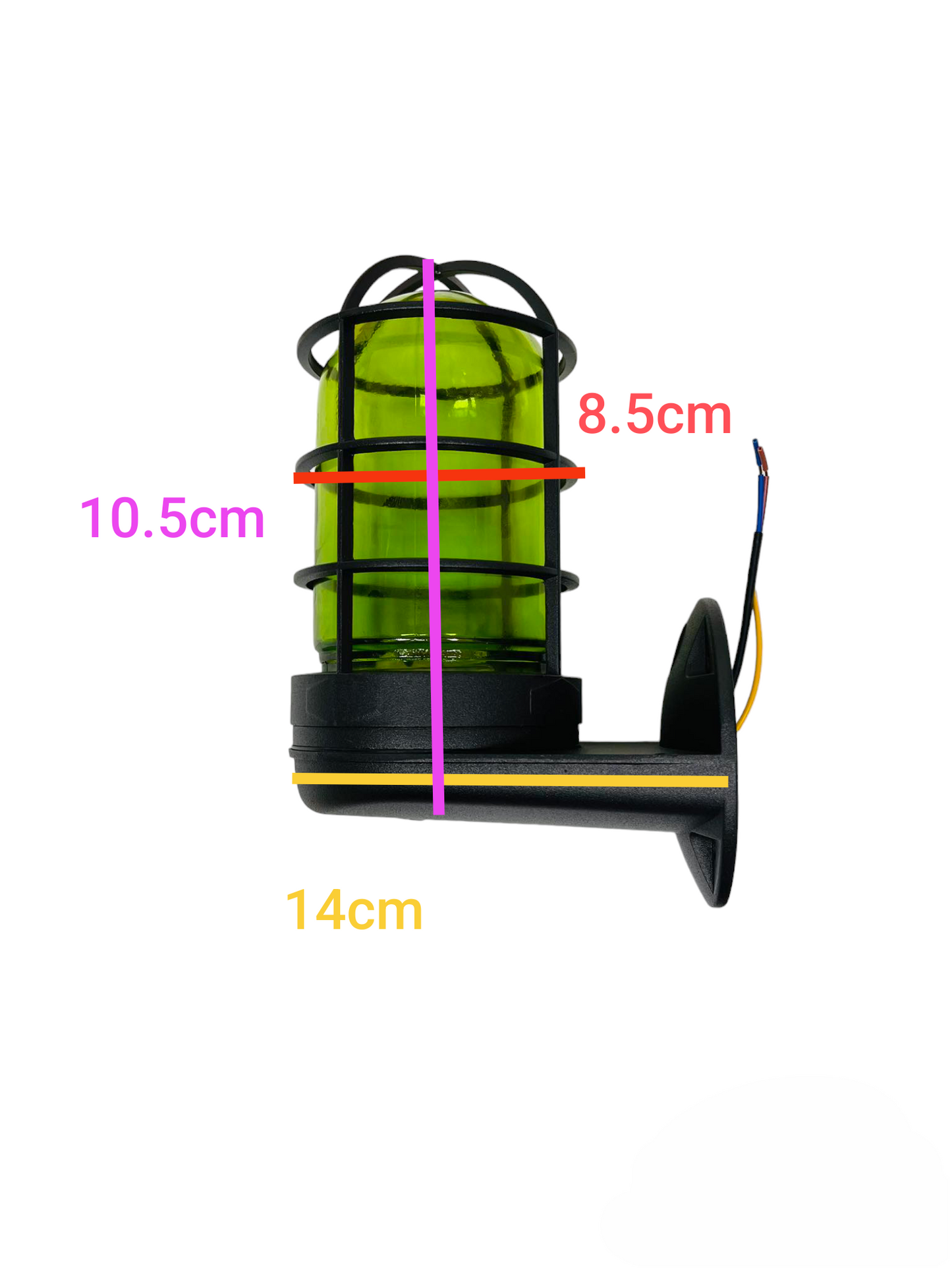 Biglite E27 60W green glass lamp with black metal cage wall mount lighting accessory