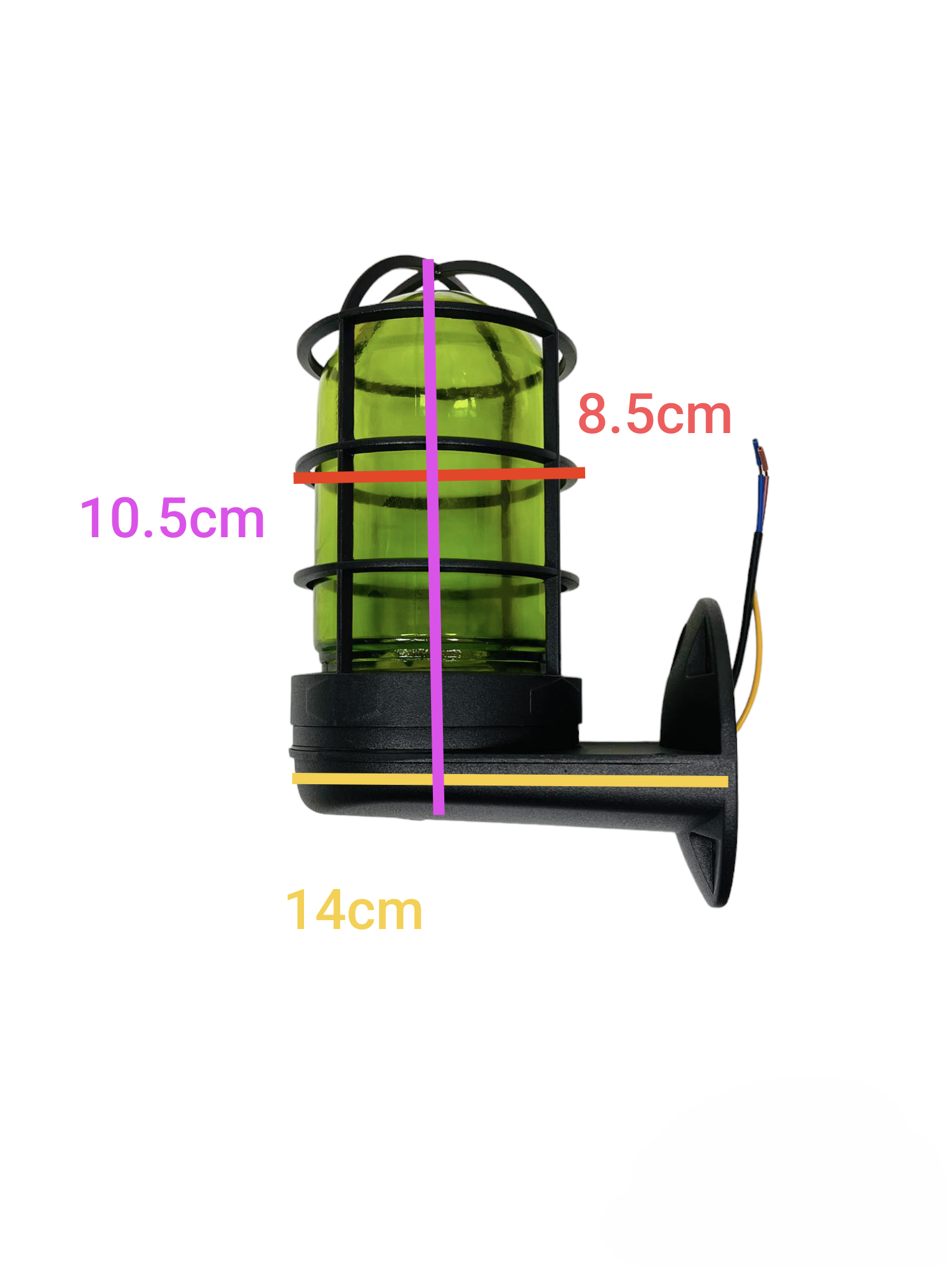 Biglite E27 60W green glass lamp with black metal cage wall mount lighting accessory