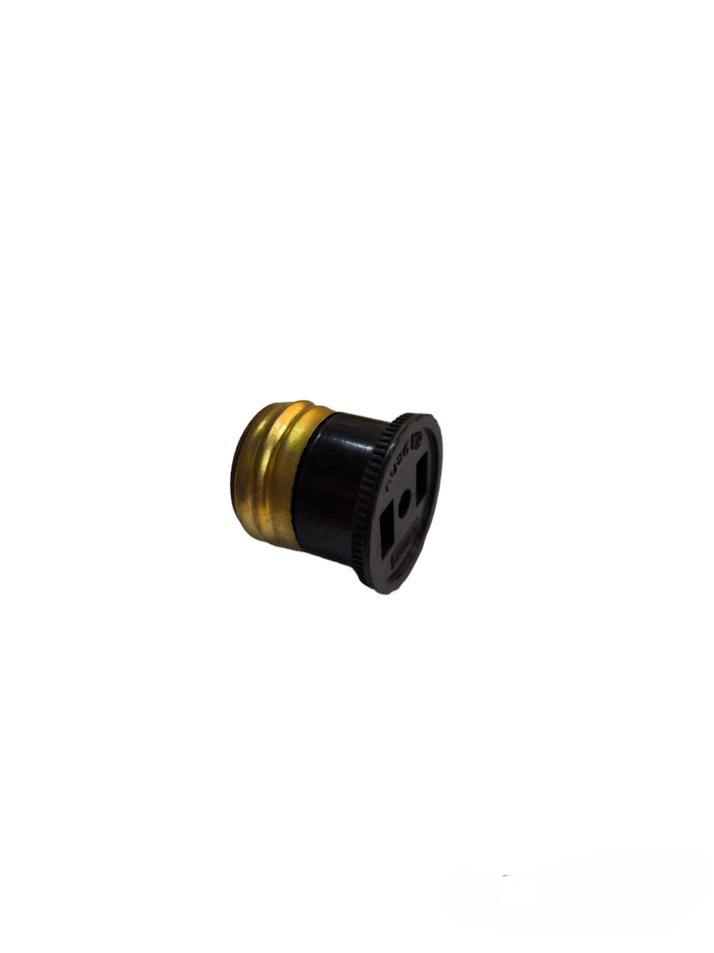 Welling E27 to flat pin adapter 250V with black and brass finish for electrical connections