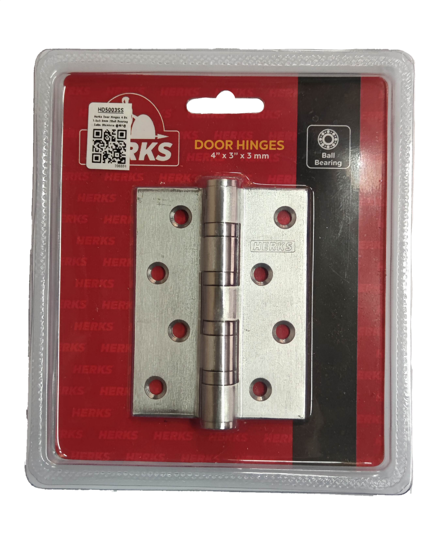 Door Hinges 4" x 3" x 3mm Ball Bearing Stainless Metal Satin Stainless Finish HD5003SS ( Herks)