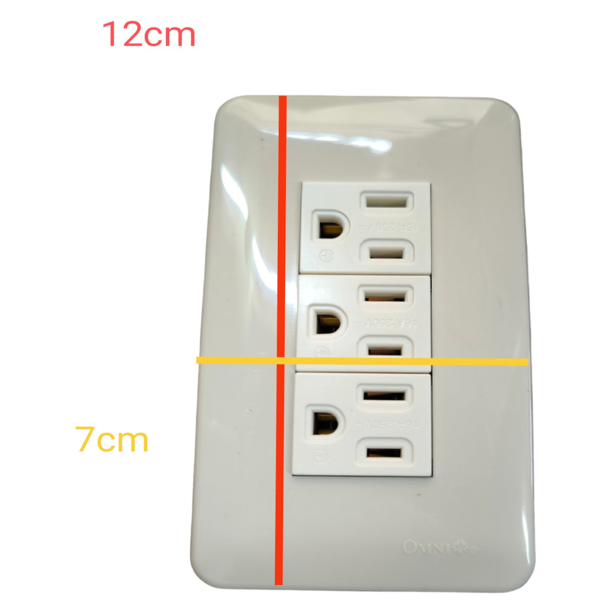 Omni 3 Gang Flat Pin Outlet with Ground with Plate WEP-103+(WEG-203x3)