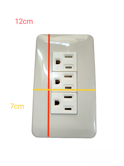 Omni 3 Gang Flat Pin Outlet with Ground with Plate WEP-103+(WEG-203x3)