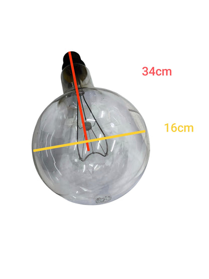 Philips E40 base non-lightable incandescent bulb showing 34cm height and 16cm diameter dimensions