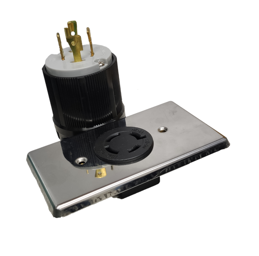 Grippes 20A Twist Lock Outlet with Plate and Plug Type 3P+E (4P) 250V (NEMA L15) WJ6421B and 9221 and BL1520P, Twistlock