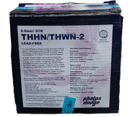 Phelps Dodge 8.0mm THHN AWG 8/7 (10 Meters) Black
