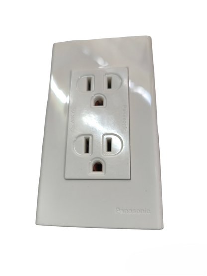 Panasonic Duplex Flat Pin Outlet with Ground 16A 250V with Plate Cover WEG1512-5/WEG6803W-1