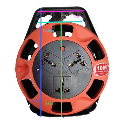 Omni 3 Gang Extension Cord Wheel Type  Universal Outlet with Safety Breaker 10A 220V 10 Meters WEW-10M/U