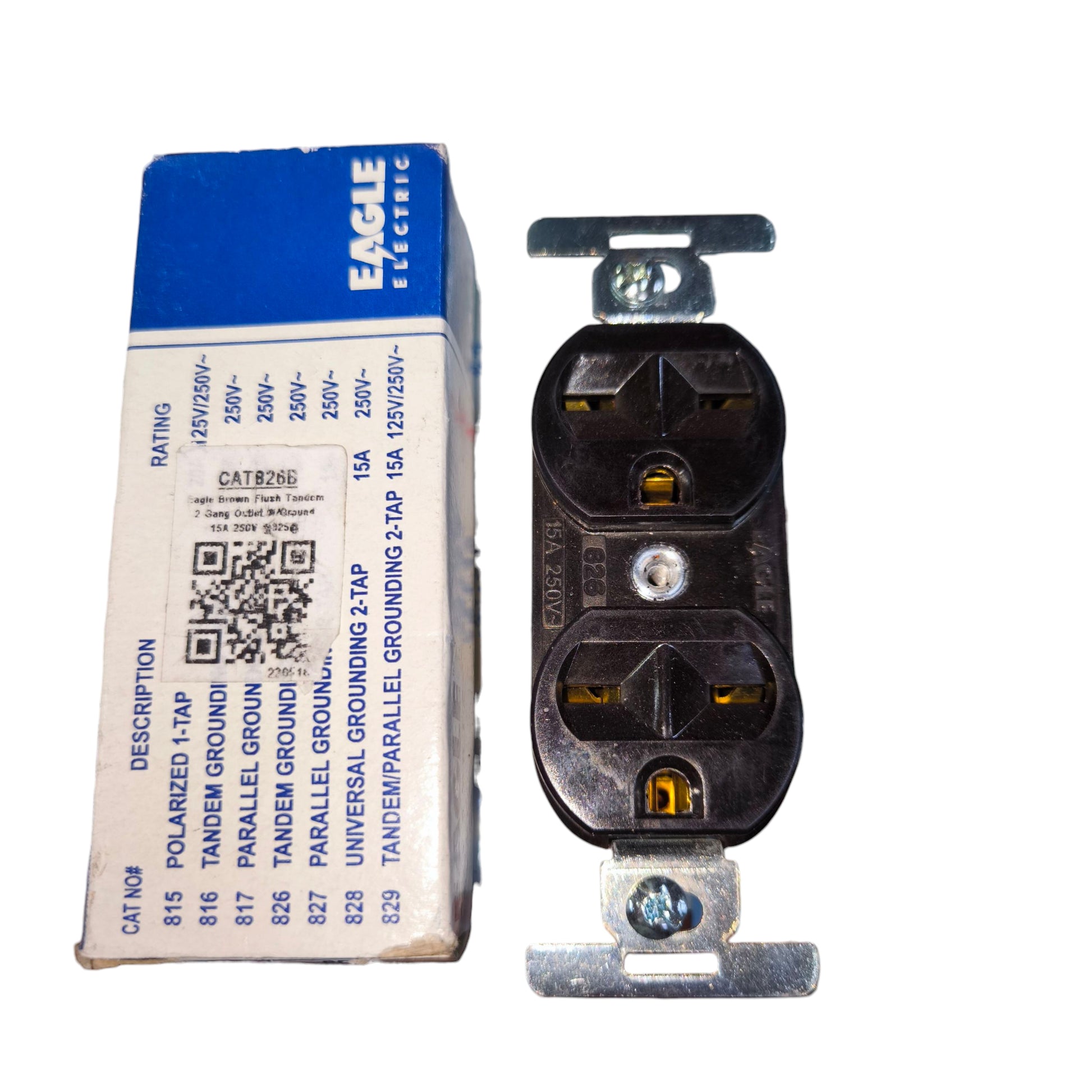 Eagle 2 gang tandem outlet 15A 250V with easy installation for efficient power distribution