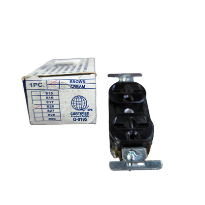 Eagle 2 gang tandem outlet 15A 250V in black with mounting plate and packaging box