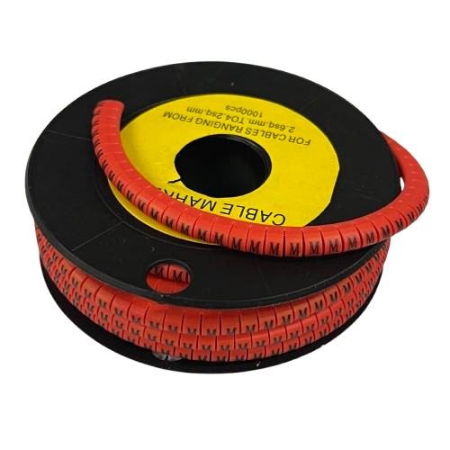 Grippes M Marker Red 2.6mm to 4.2mm 1000pcs cable management markers on a spool