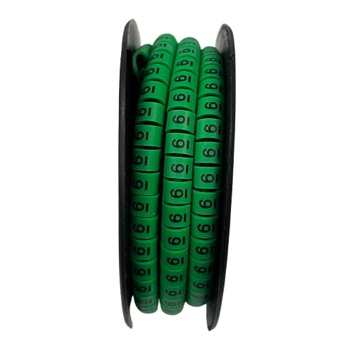 Spool of green numbered cable labels for wiring identification Cable Marker Green-6 for tidy cable management