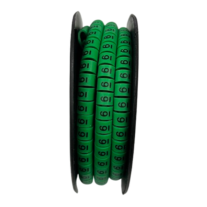 Spool of green numbered cable labels for wiring identification Cable Marker Green-6 for tidy cable management