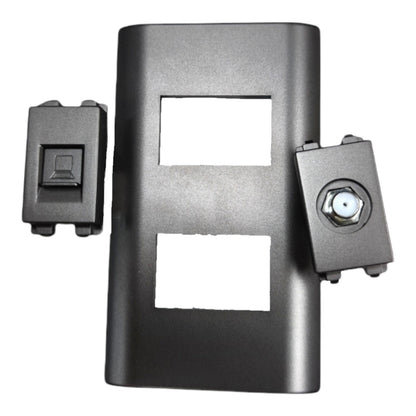 Royu Telephone Voice Jack RJ11 and Cable TV F Type Thread Socket with Plate Cover Dark Gray PLANO Series (RWP2/DG)/(RMX2/DG)/(RMX1/DG)