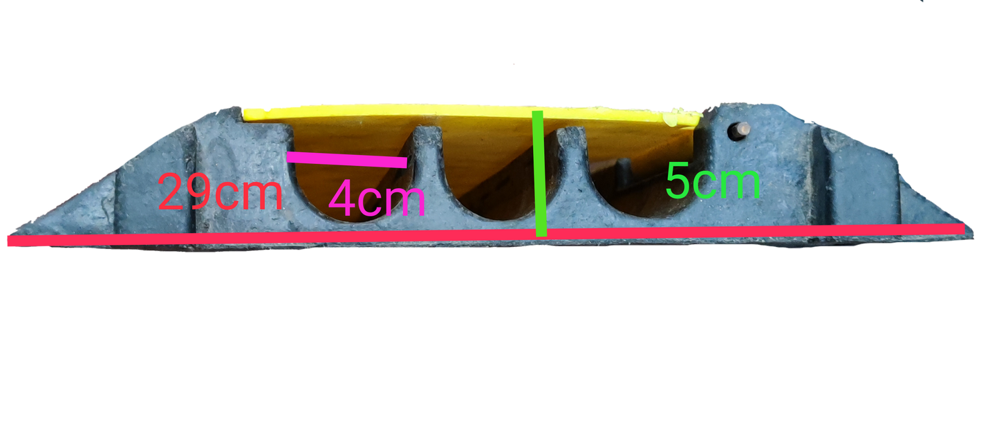 Grippes Ramp Cable Protector 3 Channel, 1 Meter x 29cm x 5cm,  Rubber Cable Ramp 3 Channel