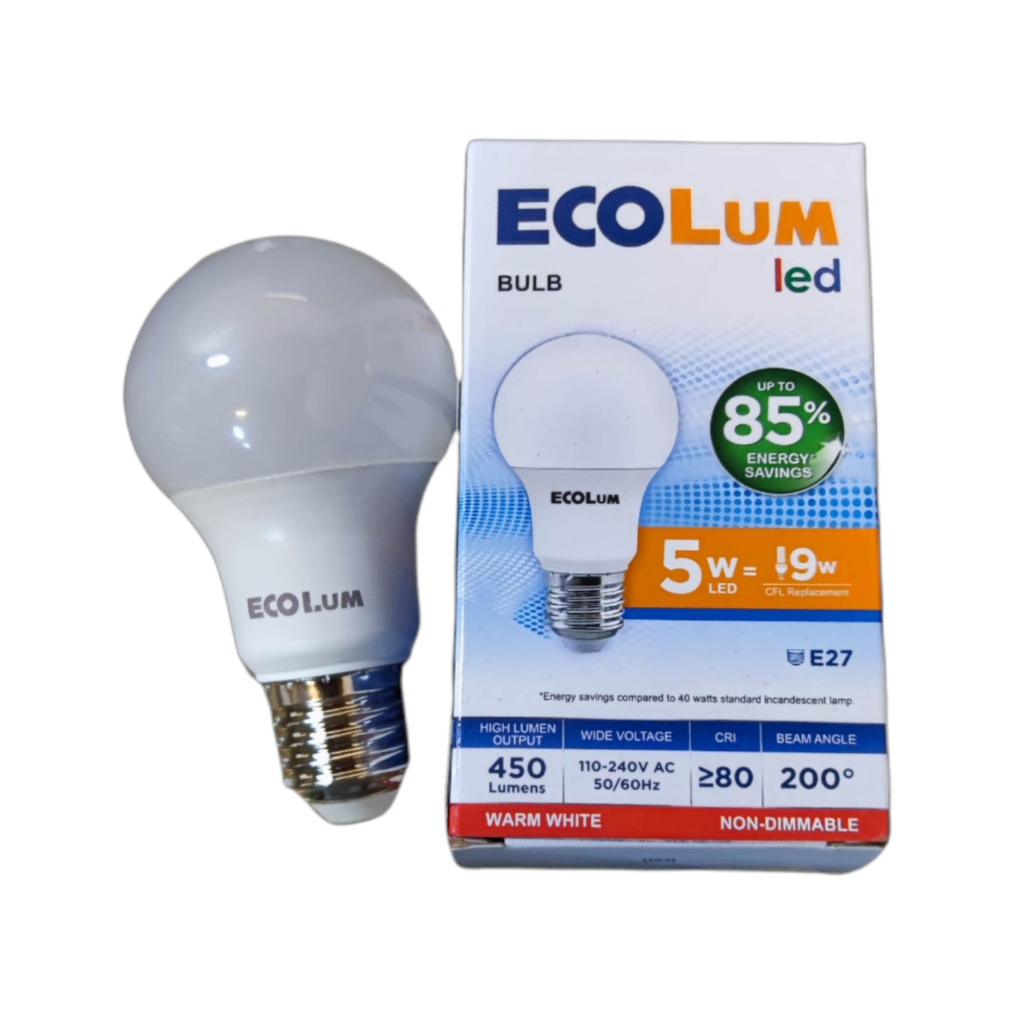 220V E27 LED light bulb E27 3000K Warm White with energy-efficient design and 5W power usage