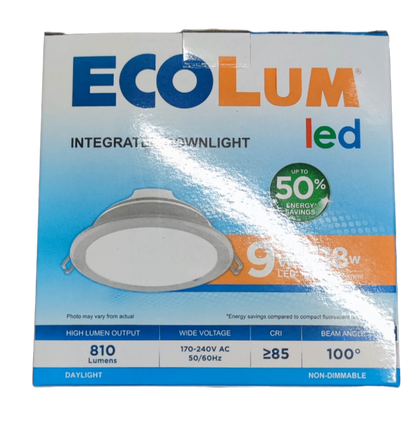 Ecolum integrated round recessed 6500K LED ceiling light 220V daylight downlight retail box packaging