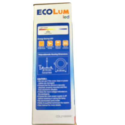 Ecolum 6W LED recessed round downlight with energy-saving features and adjustable housing dimensions