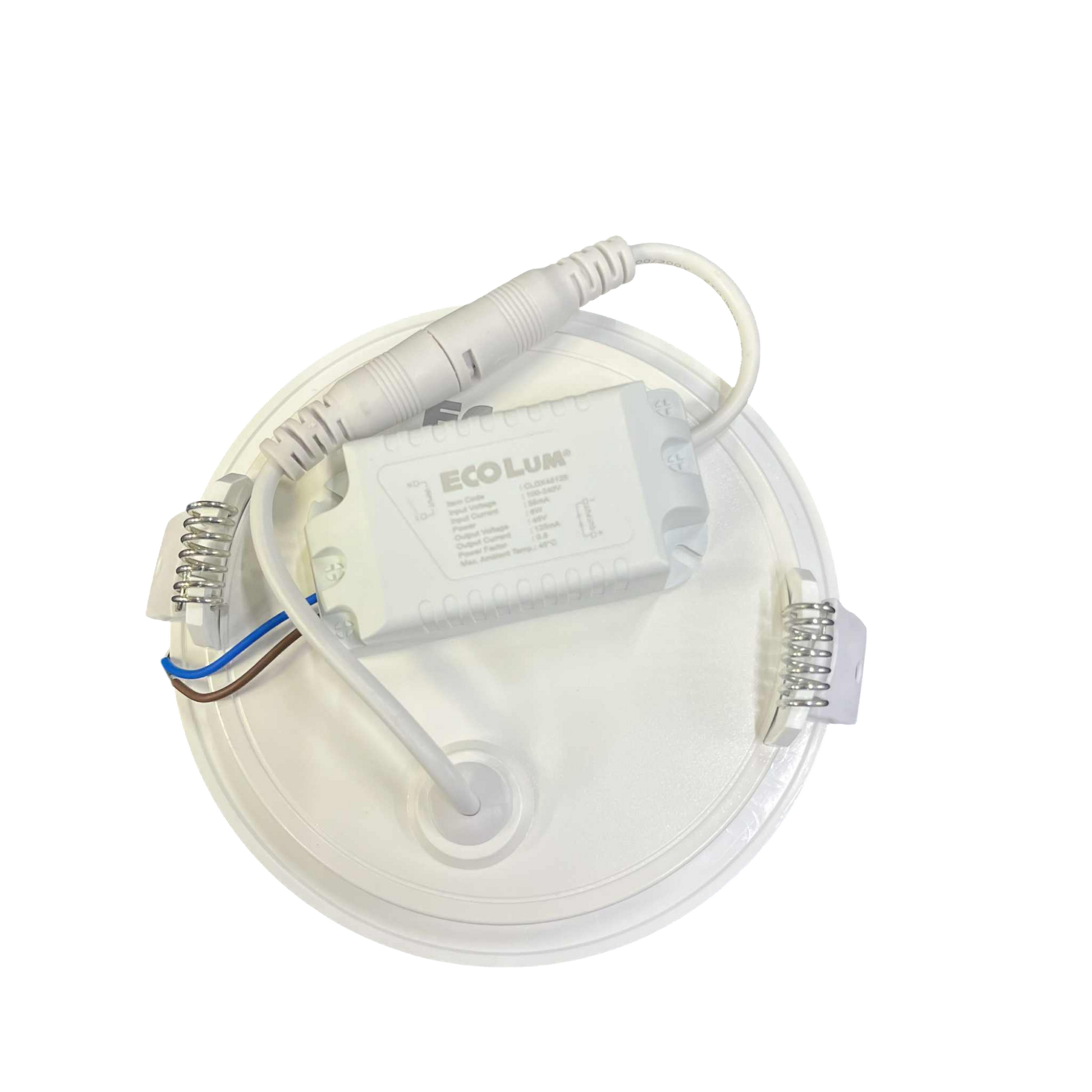 Ecolum 6W LED recessed round downlight with connected driver for easy installation