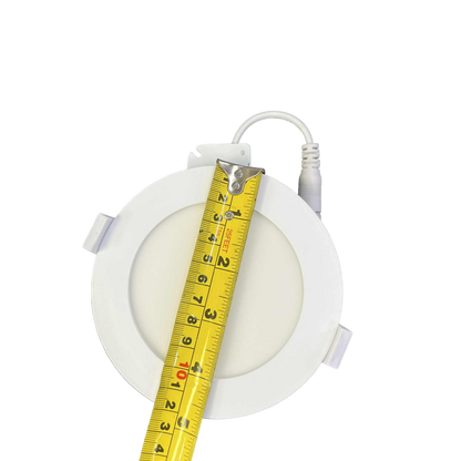 Ecolum 6W LED recessed slim downlight with measuring tape for size reference