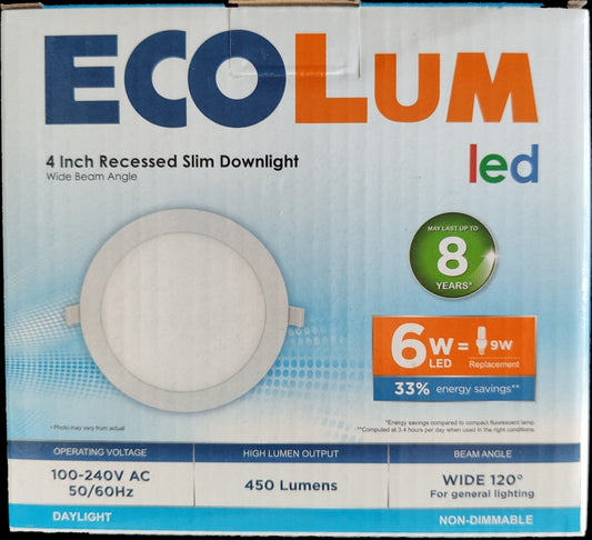 Ecolum 6W LED recessed slim downlight with a sleek design and energy-efficient lighting