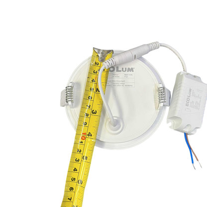 Ecolum 6W LED recessed slim downlight with measuring tape for installation reference