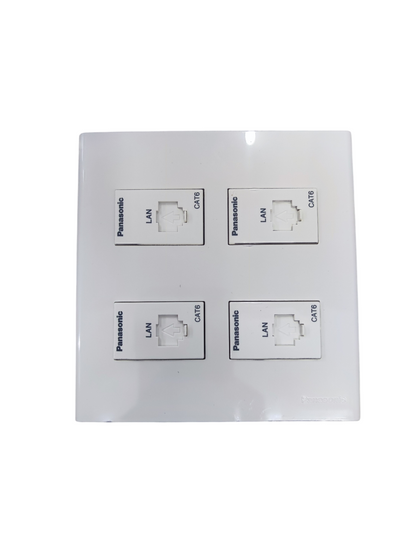 Panasonic 4 Gang CAT6 Data Outlet Wide Series WEG6804+(4XWEG24886)+Utility Box