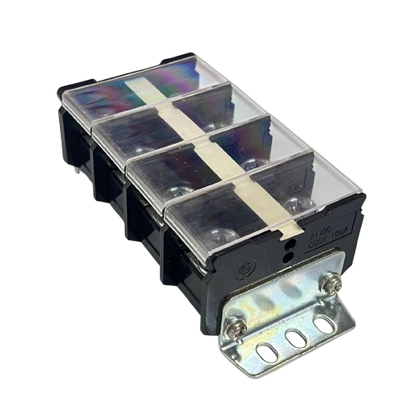 Auspicious 100A Terminal Block with Cover 4 Pairs black modular block with clear protective covers and mounting bracket