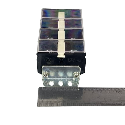 Auspicious 100A Terminal Block with Cover 4 Pairs clear plastic cover metal mounting bracket