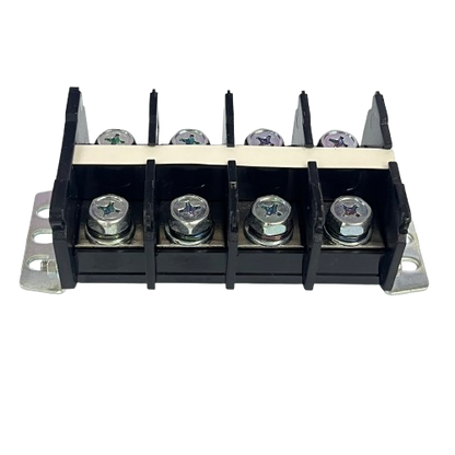 100A Terminal Block with Cover 4 Pairs Auspicious black plastic screw terminal with metal mounting flanges