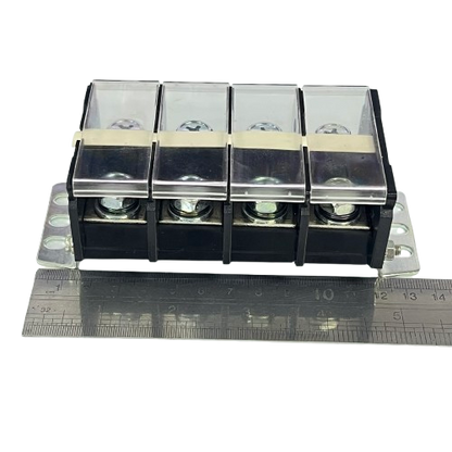 Auspicious 100A Terminal Block with Cover 4 Pairs black base clear hinged covers metal mounting bracket