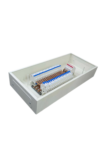 Himel and Royu white distribution board with copper busbars and MCB rows 18 Branches 80a 3 Phase Main for MCB