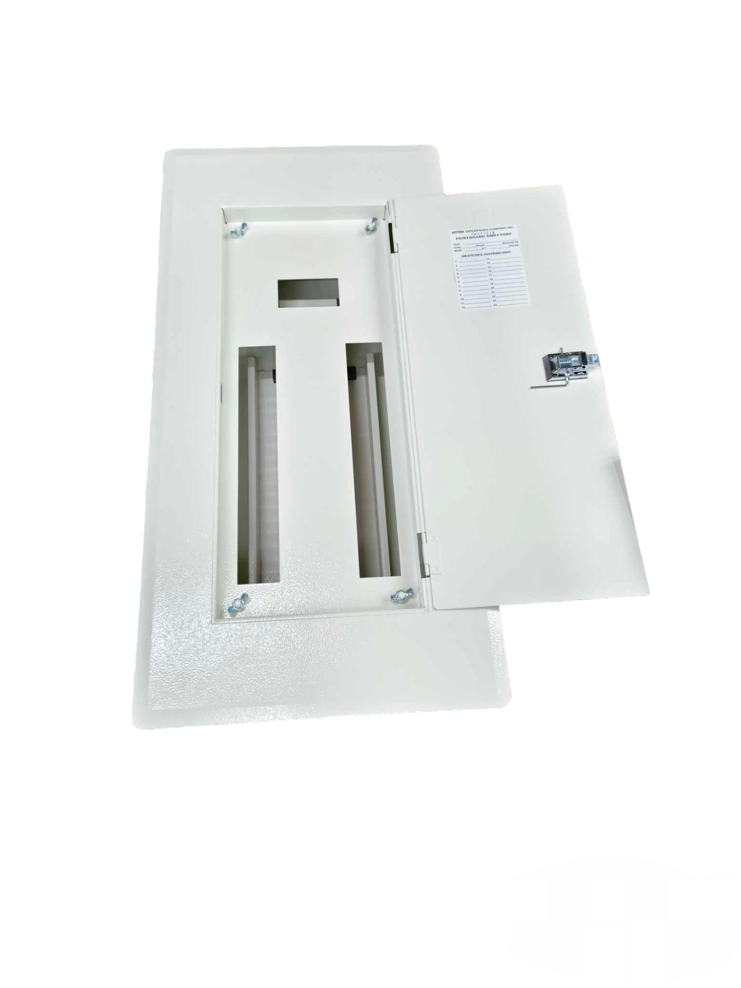 White Chint Royu distribution board with open door and two breaker slots 18 branches Distribution with 125A 3 Phase