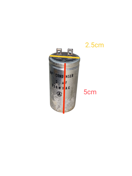 2uF 250V capacitor electrical component with metal casing and two terminals from China