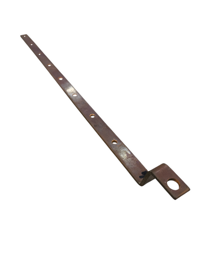 Copper bus bar with holes and bend for electrical grounding and power distribution