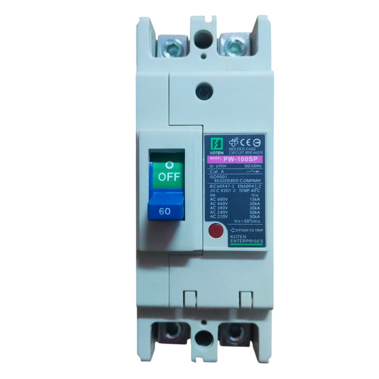 Koten Circuit Breaker with Green ON and Red OFF Switch for electx Electrical Supply