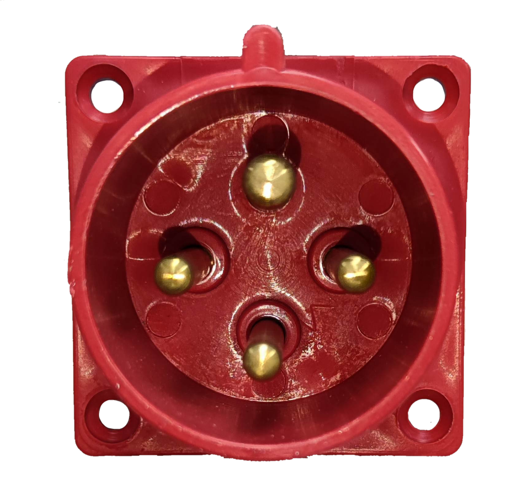 Grippes Red Electrical Power Plug with Four Brass Pins for safe connections from Electx Electrical Supply