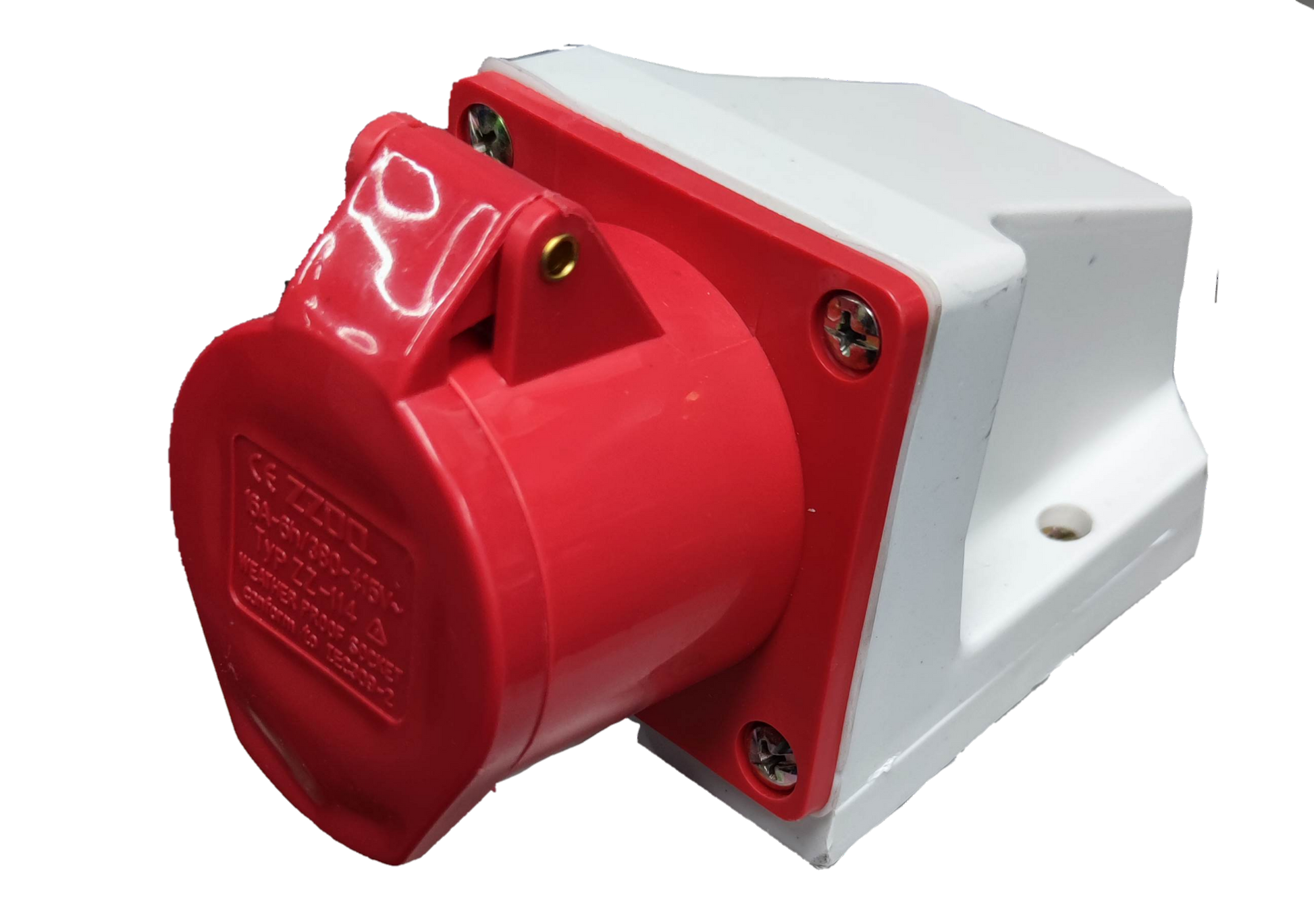 Grippes Electx Electrical Supply Red and White Electrical Socket with Secure Cover for Circuitry Applications
