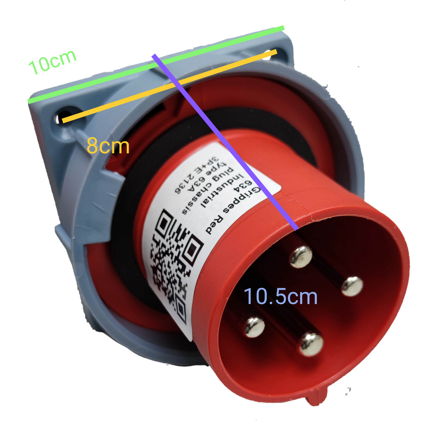 Grippes Red Power Socket Connector with Mounting Plate for Electx Electrical Supply