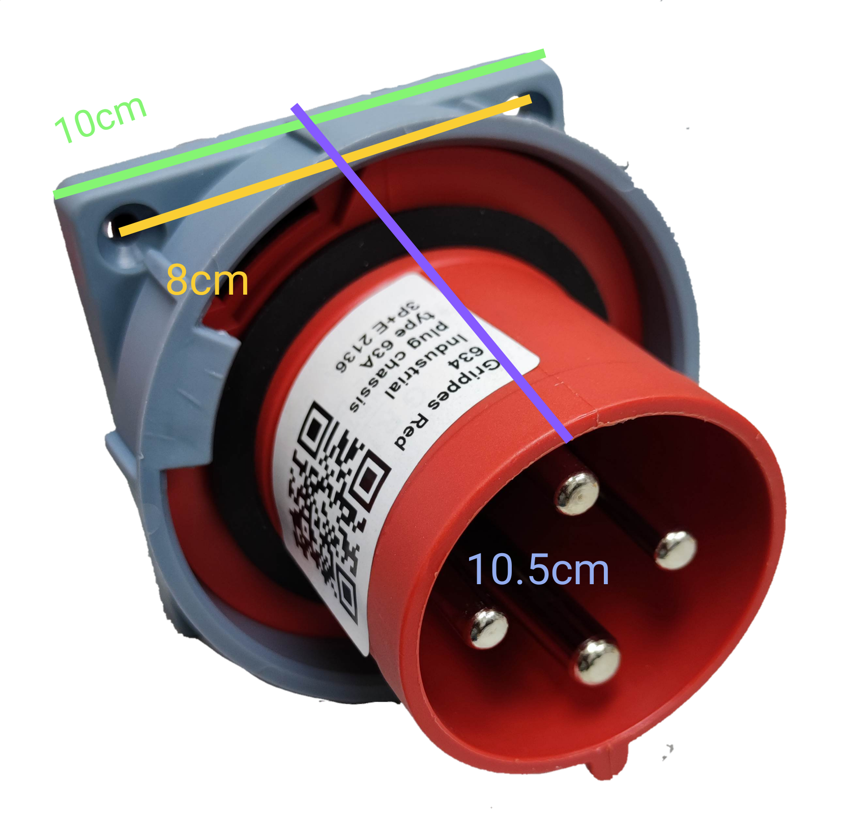 Grippes Red Power Socket Connector with Mounting Plate for Electx Electrical Supply