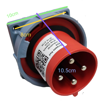 Grippes Red Power Socket Connector with Mounting Plate for Electx Electrical Supply