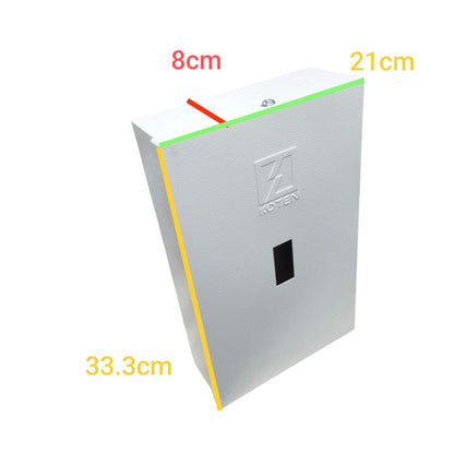 Schneider & Koten Circuit Breaker in White, showcasing dimensions, available at electx Electrical Supply